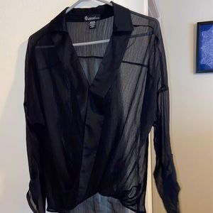 Sheer long sleeved black blouse